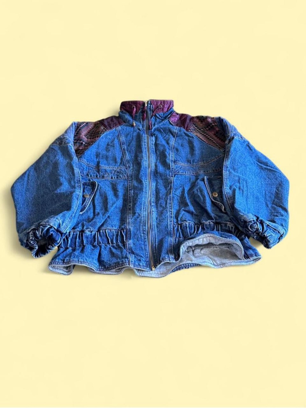 Vintage Current Seen Denim Bomber Jacket Women’s S Western Blue 90s